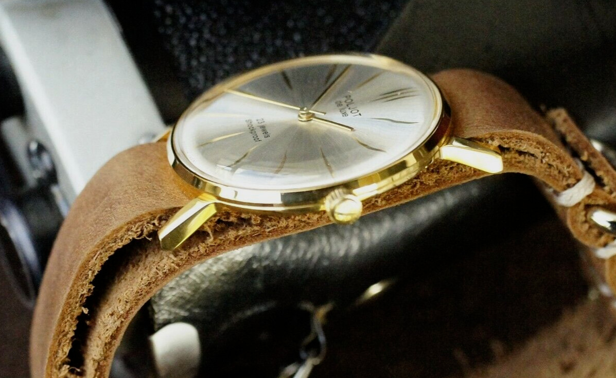 Watch POLJOT Ultra SLIM De Luxe Luxury Mechanical leather strap Men’s Vintage
