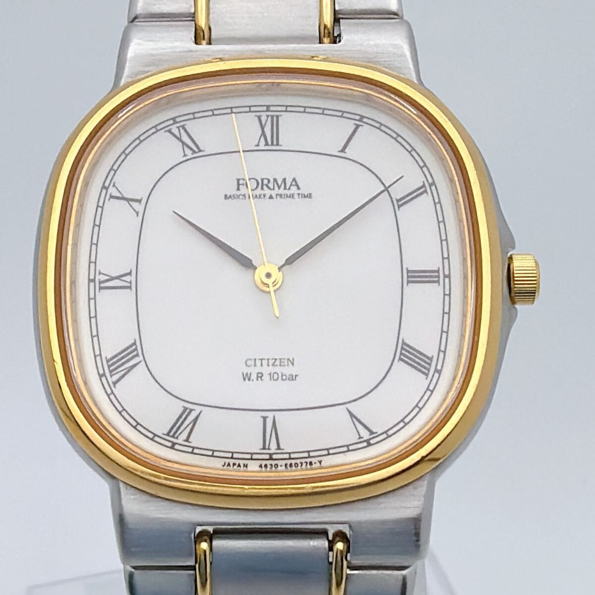 Citizen Forma Square Elegant Gold Tone Mens Watch Quartz Wrist 18cm Pre-Owned