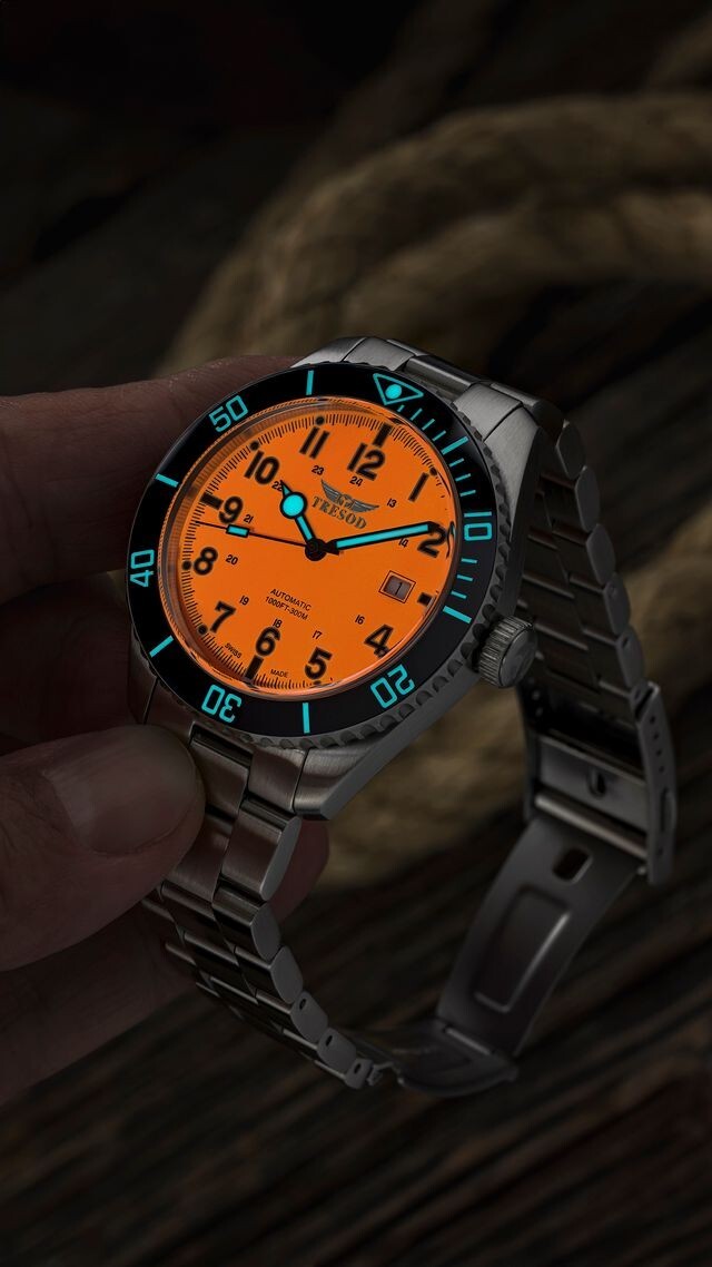 Tresod Ocean Master SWISS MADE SW200 Automatic Orange Dial Ceramic Bezel Watch