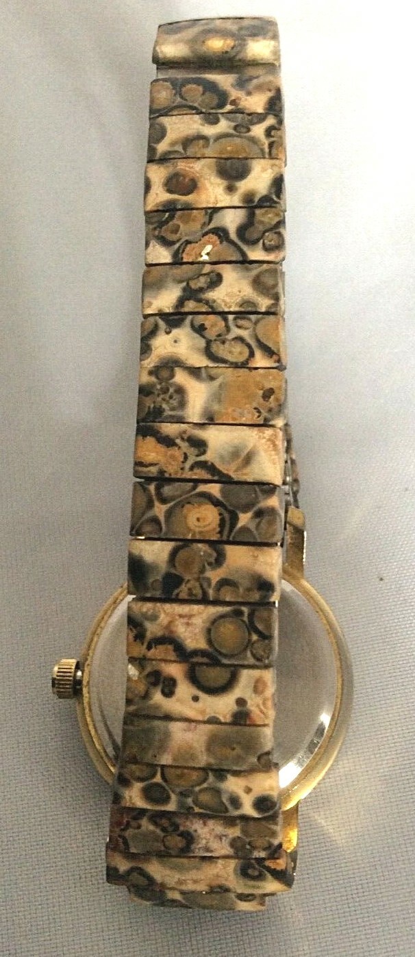 Two Thai-assembled Ladies Watches Jasper Leopard White Leather Gold Tone Hands
