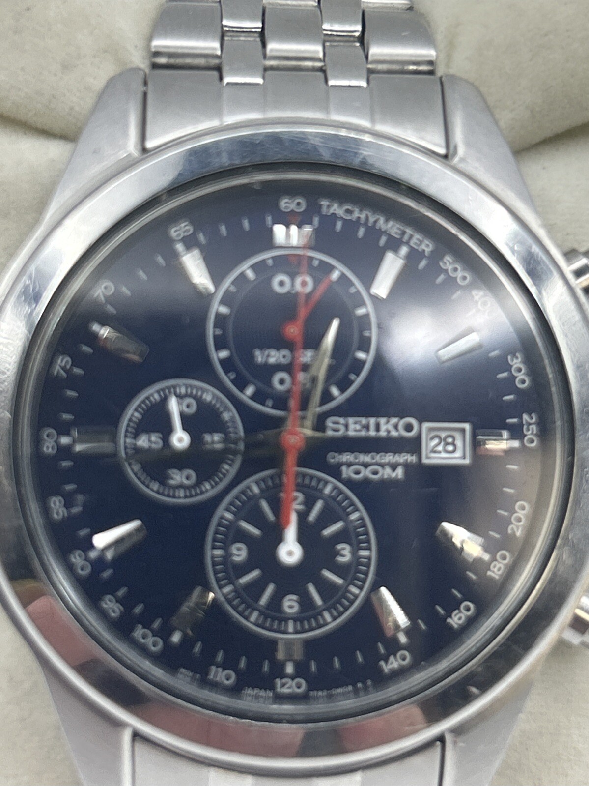 Seiko Chronograph Tachymeter 100m 7T92-OPPO STAINLESS STEEL MEN`S