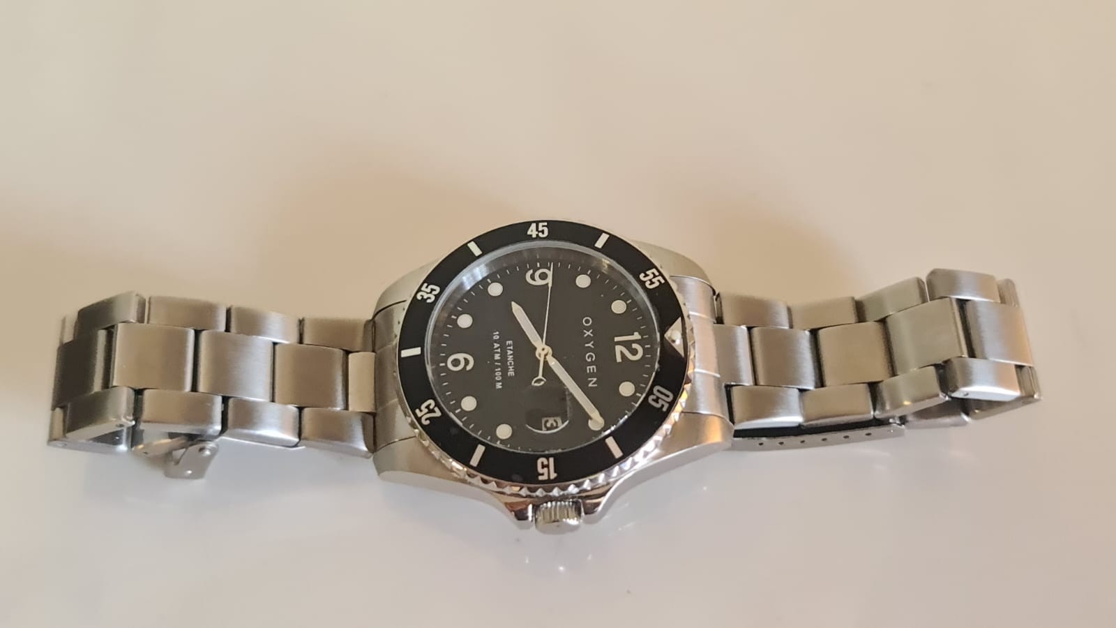 Oxygen Diver Legend Men’s Watch NEW Full Set Black Dial Steel Bracelet 10 ATM 10