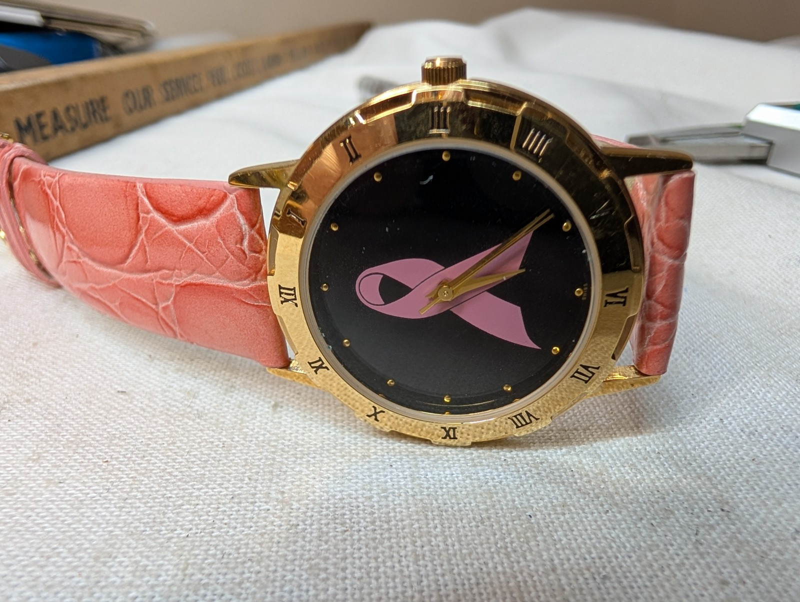 Pink Ladies Breast Cancer Awareness Quartz Watch With Fresh Battery 34mm