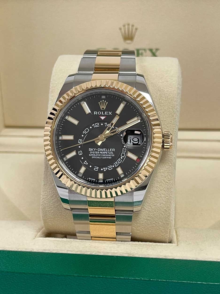 Rolex Skydweller SS/18k Yellow Gold 326933 Black + Warranty