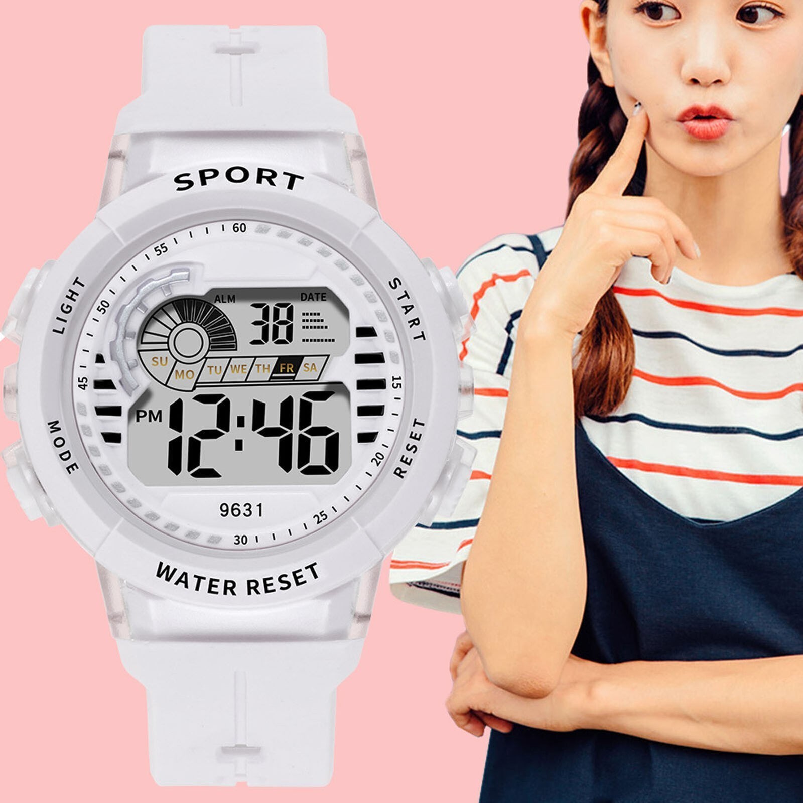 Kids Watch for 5‑17 Years Old 50m Waterproof 7 Color LED 12/24H Calendar Display