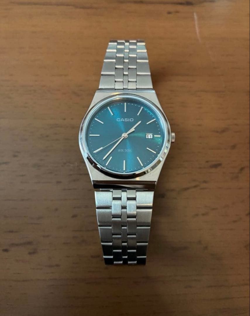 Casio Quartz Wristwatch Blue Dial Stainless Steel