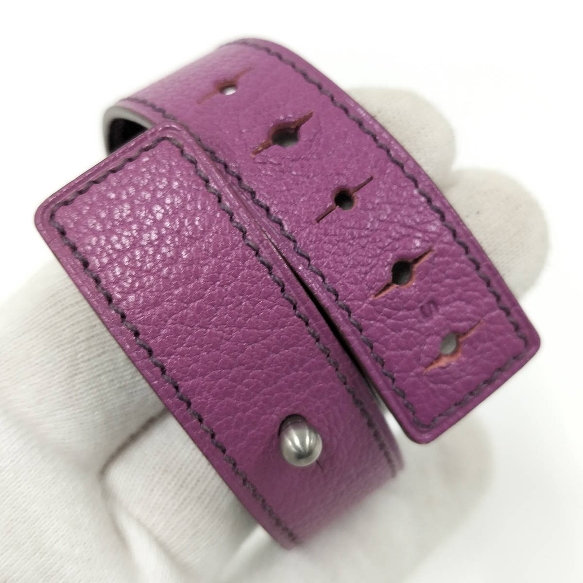 [B1R] Hermes Valenica Watch Ladies Leather Purple Strap White Dial [x8s]