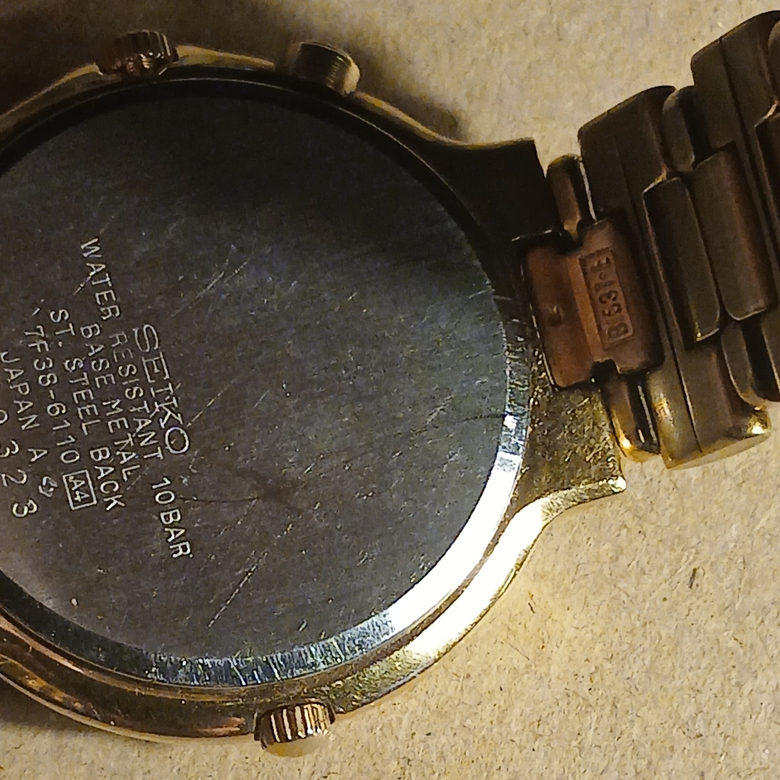 Seiko 7F38 6110 moonphase quartz watch working spares please see description