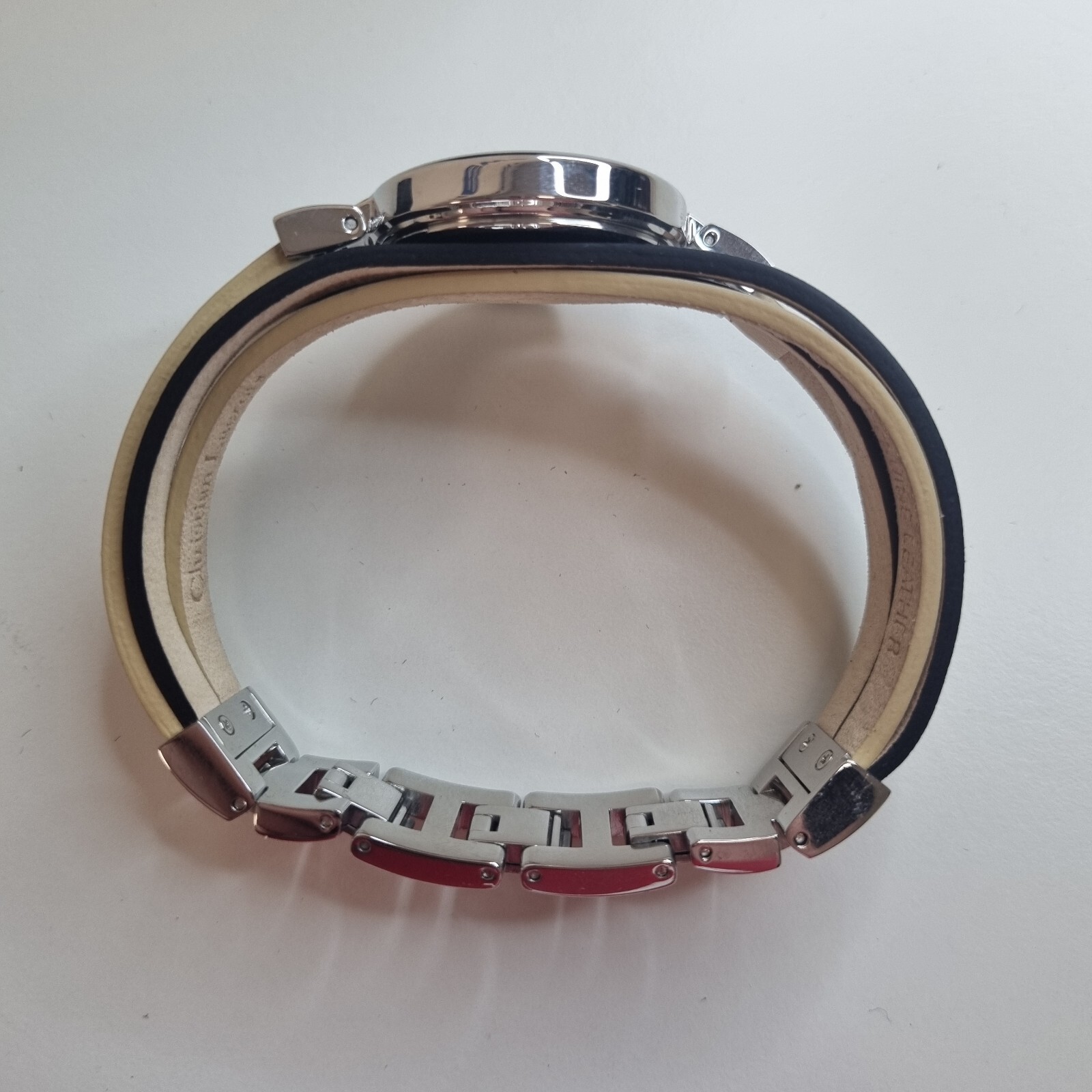Christian Lacroix Silver & Black Leather Ladies Watch N°8010902 New Old Stock