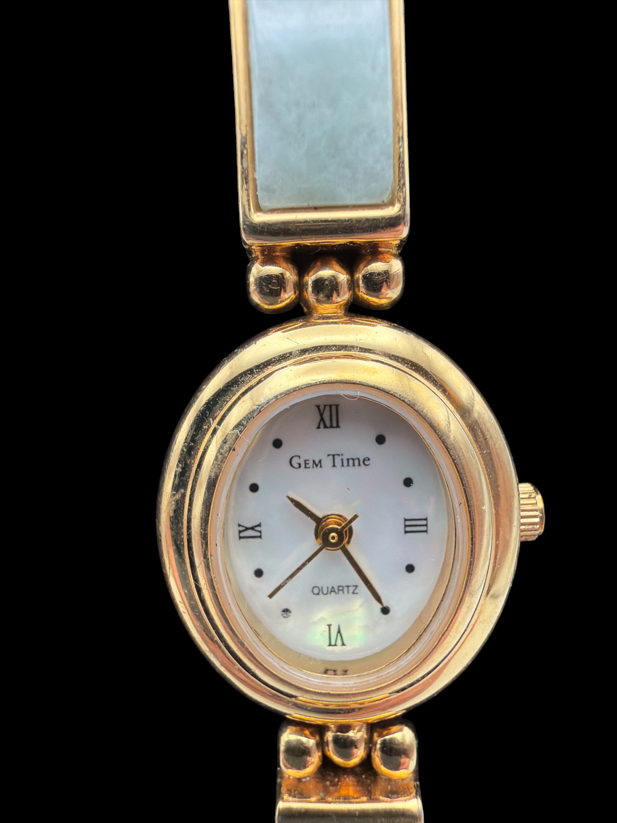 Gem Time Ladies Watch Jade & Mother of Pearl Needs Battery EUC