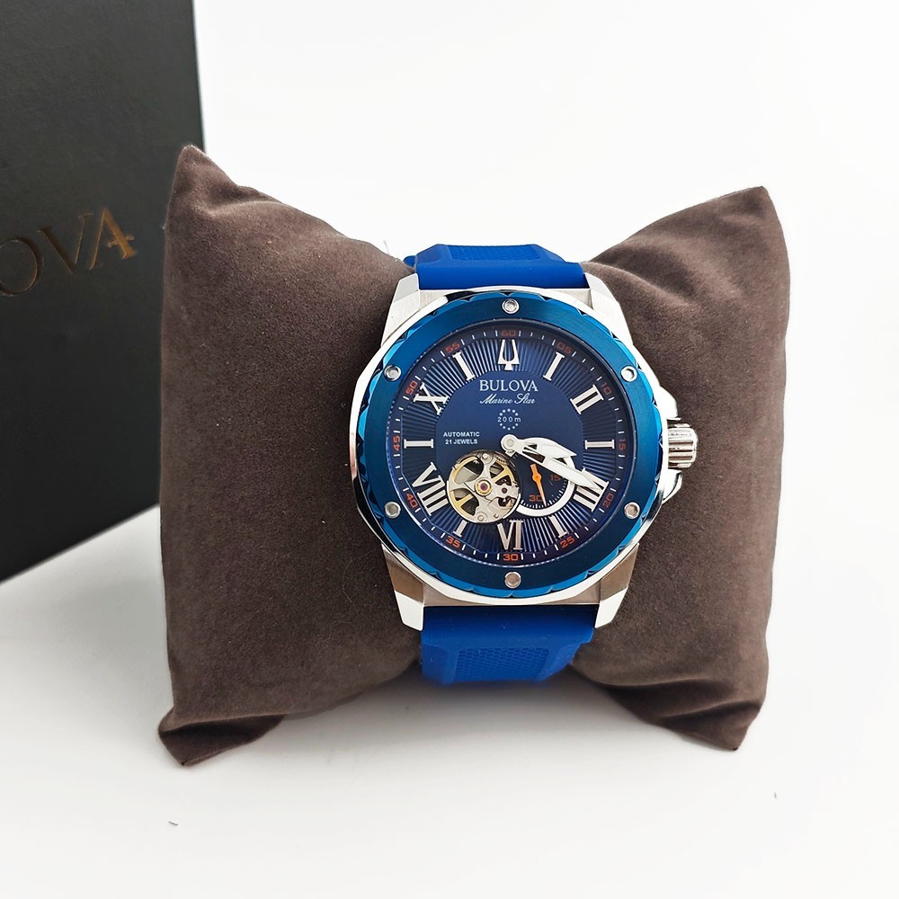 Bulova 98A303 Marine Star Blue Dial – Silicon Strap Men’s 45mm Automatic Watch
