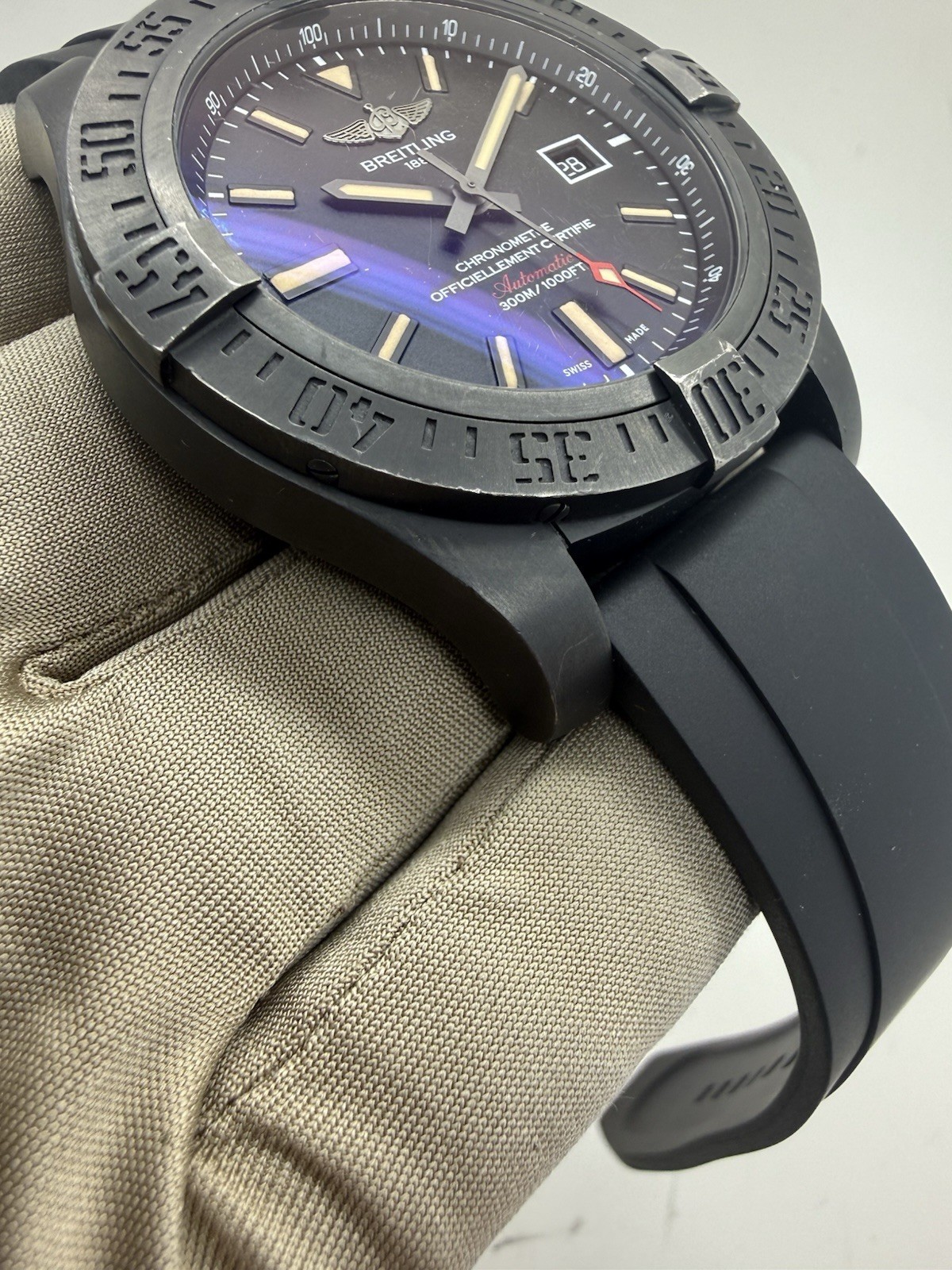 2017 Breitling Avenger Blackbird 48mm Automatic Rubber Strap Watch V17310 B+P