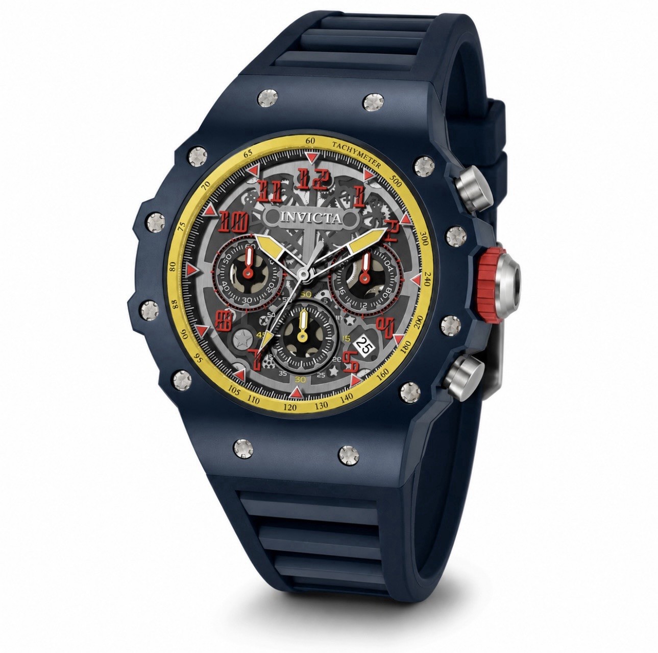 Invicta Racing Vaulthan Men’s Watch 44mm Navy Blue Yellow Red 69661