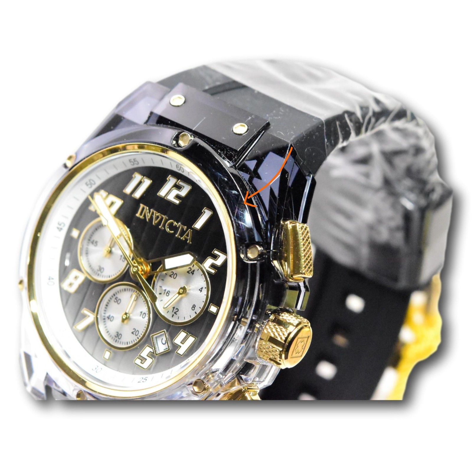 Invicta S1 Rally Prism Color Flip Men’s 44mm Gray Clear Case Chrono Watch 47352