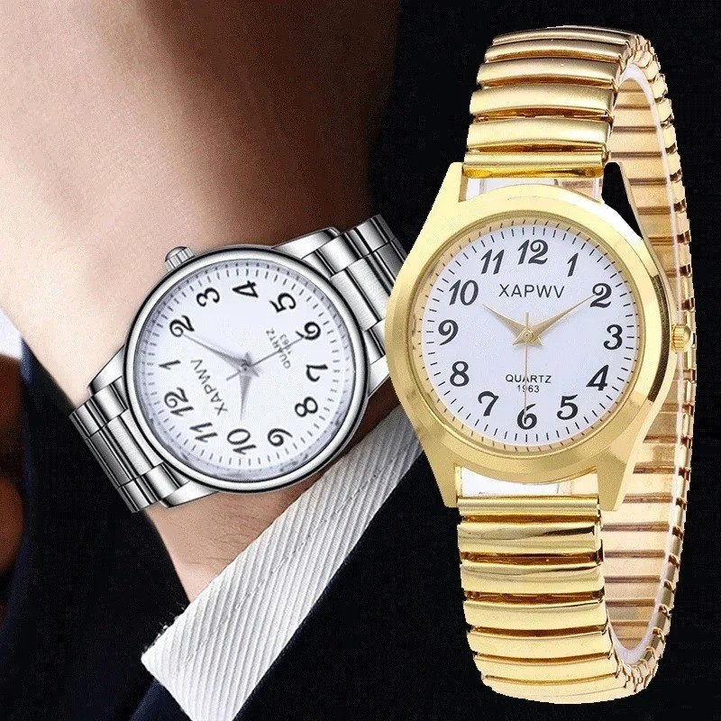 Fashion Women Men Watch Flexible Elastic Band Wrist Watch Steel Strap