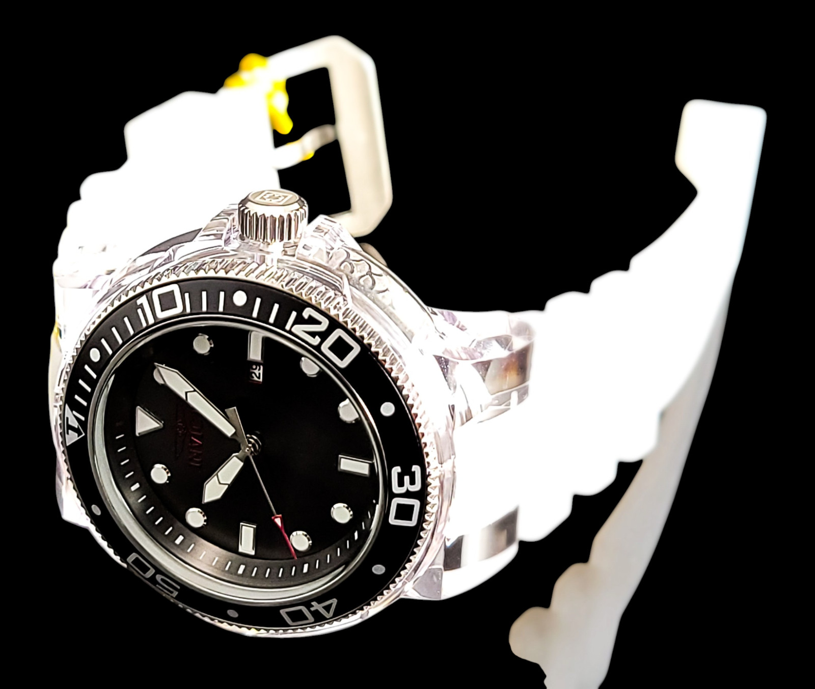Invicta Pro Diver Men’s Watch Quartz 51.5mm, White, Transparent 32333