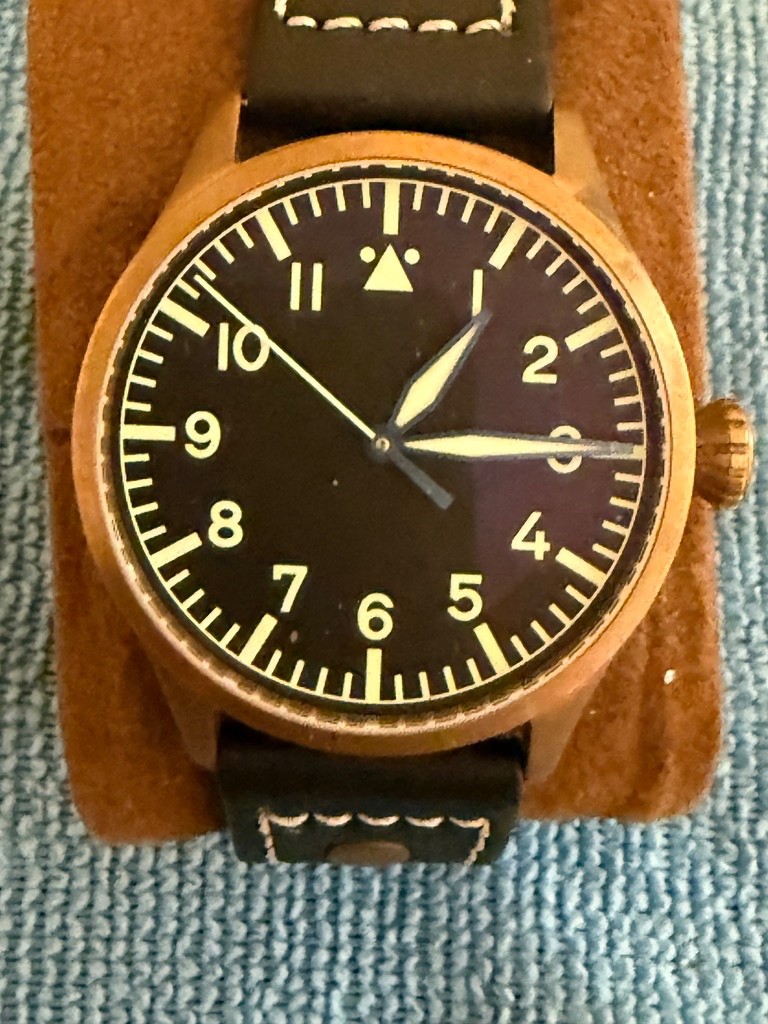 Archimede 39mm Pilot’s Watch B, Leather Strap, Exhibition Back
