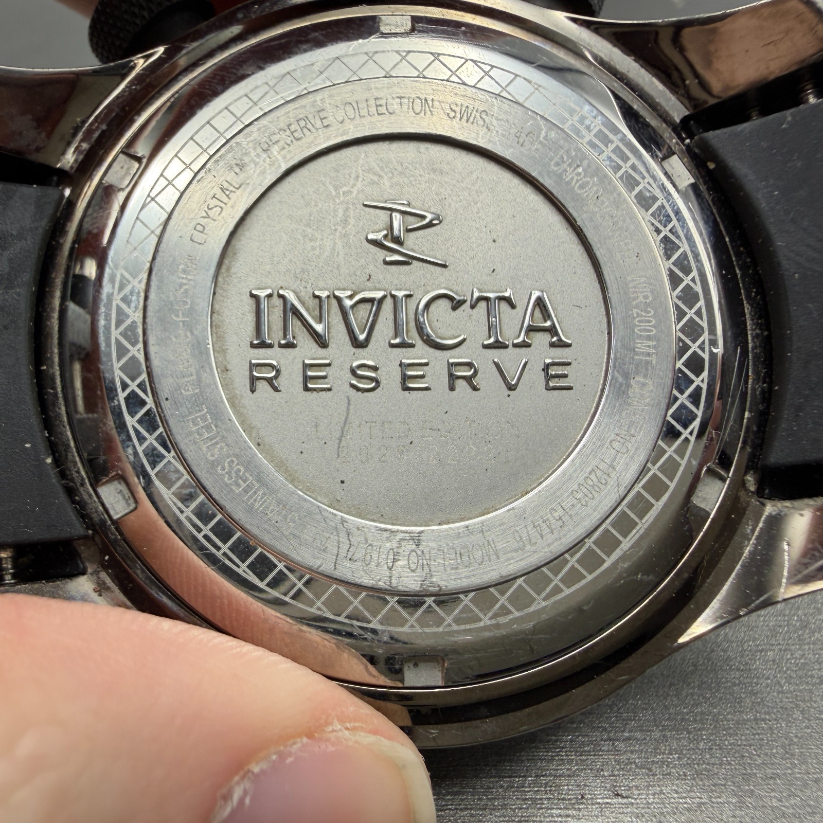 Invicta Reserve Bolt Chrono Watch Men 50mm Silver Dial Gray Daydate 0197 NewBatt