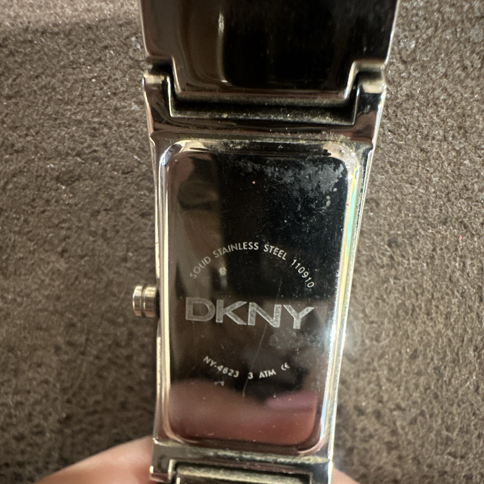 DKNY NY-4623 Womens Rectangle Silver Stainless Steel Quartz Watch 30m 23mm