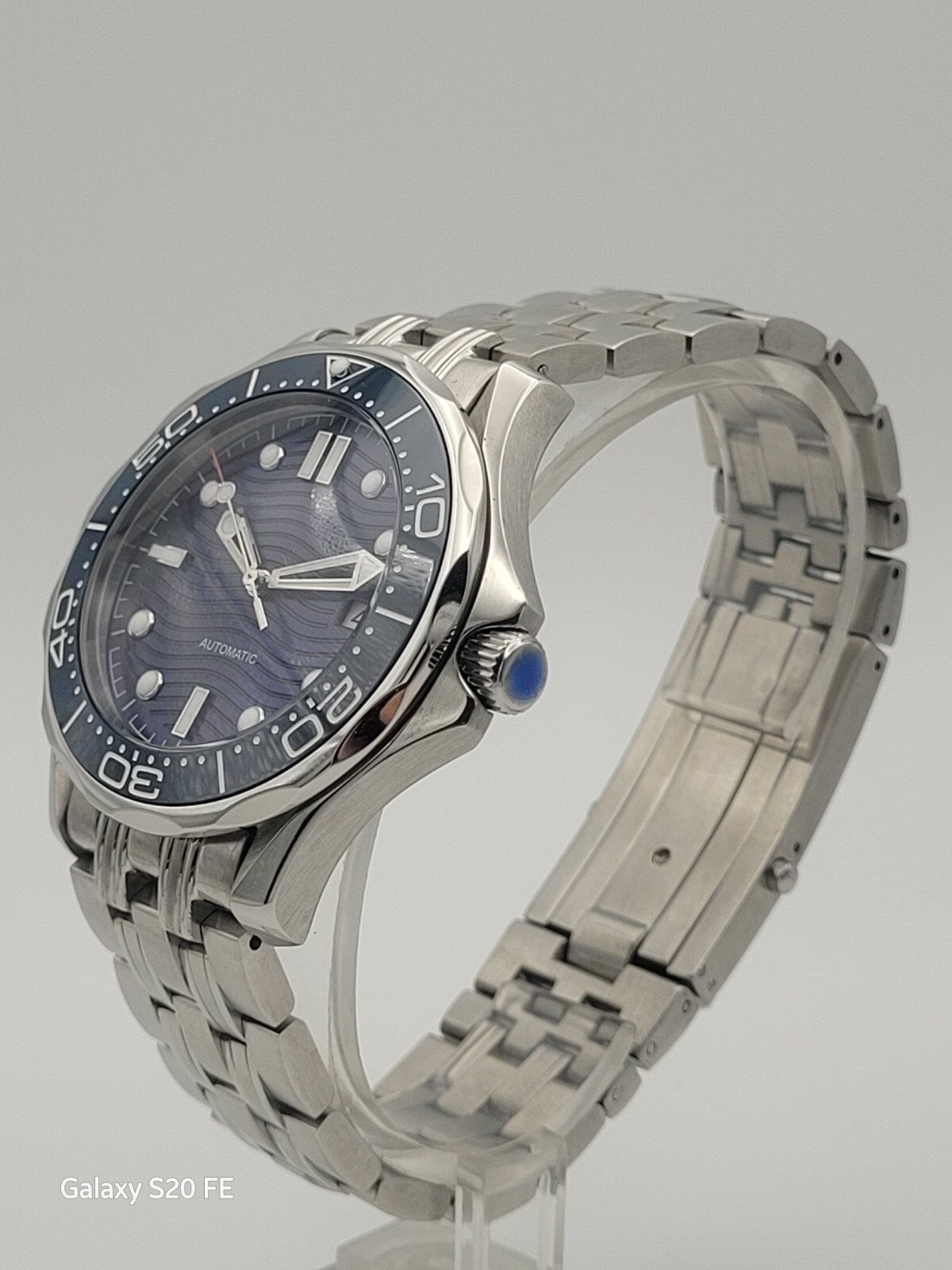 New Automatic Divers Watch BLUE Wave Ceramic Sapphire 100m Screw Crown
