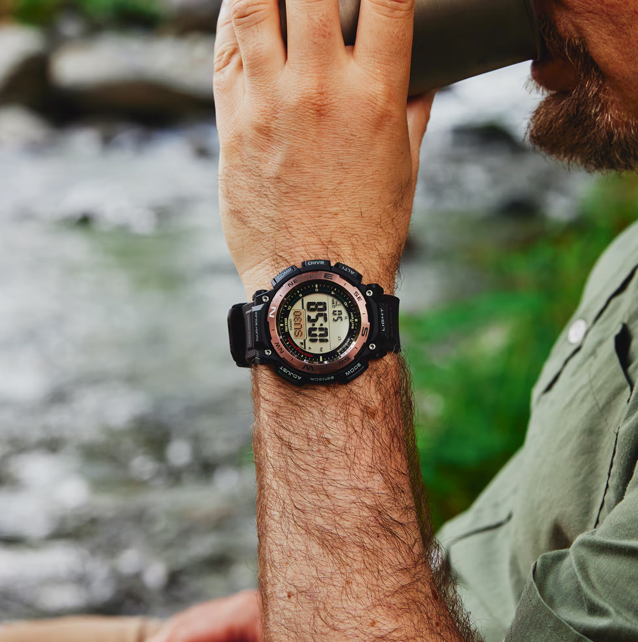CASIO PRO TREK PRW-3400Y-5JF Brown Solar Waterproof Direction Altitude