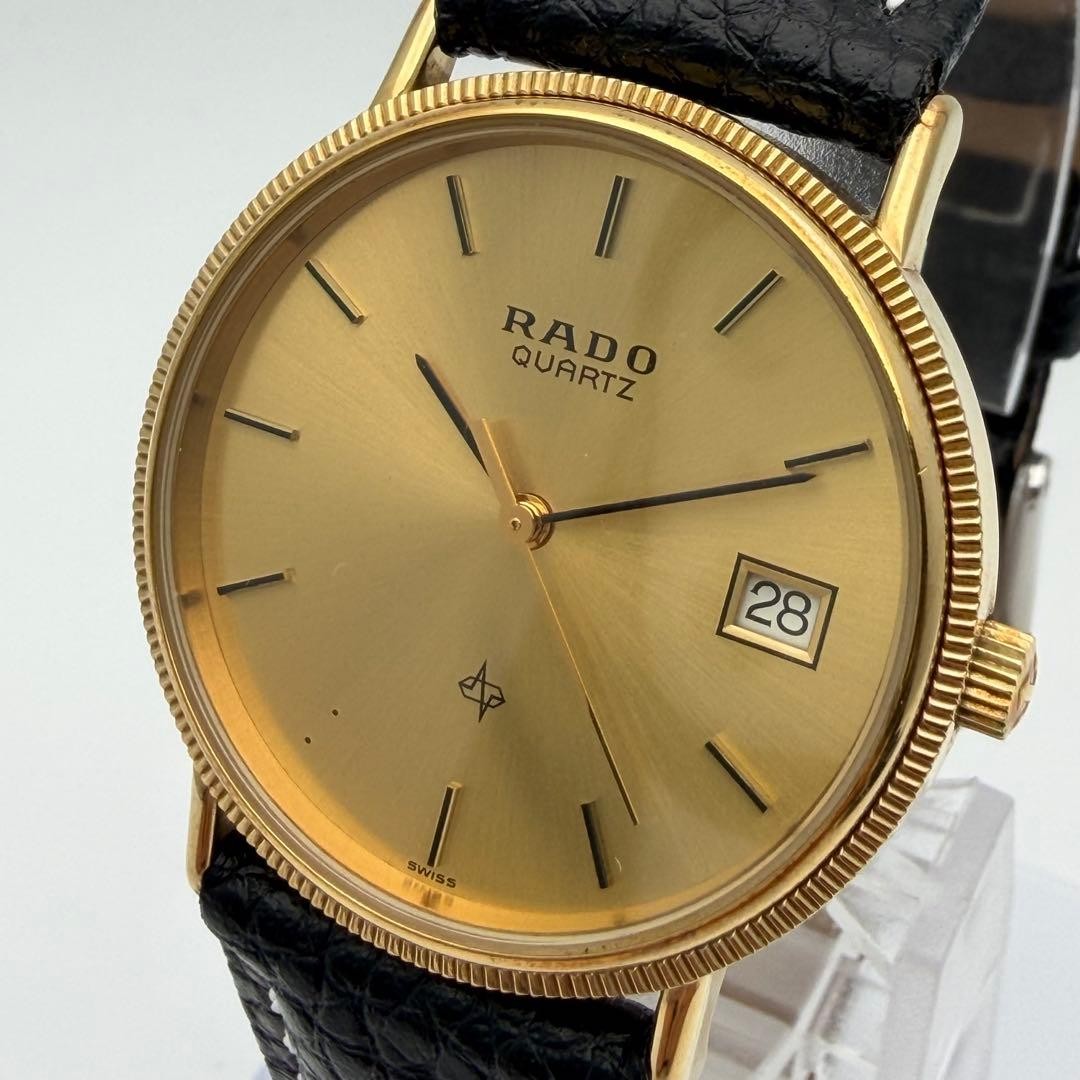 Rado 113.5131.2 Gold Dial Ladies Watch Quartz Black Japan 072697