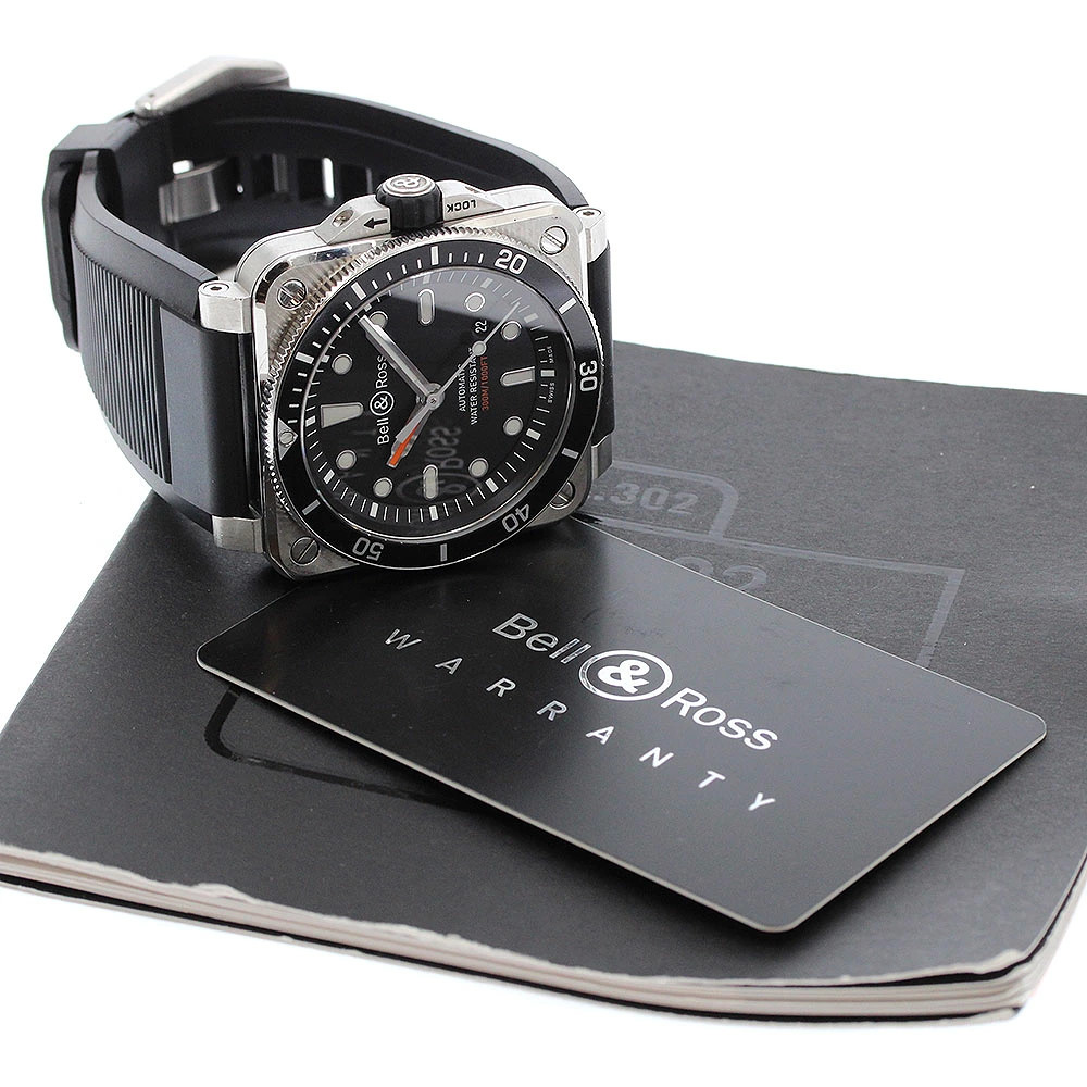BELL&ROSS WATCH BR03-92-DIV DIVER DATE AUTOMATIC BLACK STAINLESS STEEL MEN’S F/S