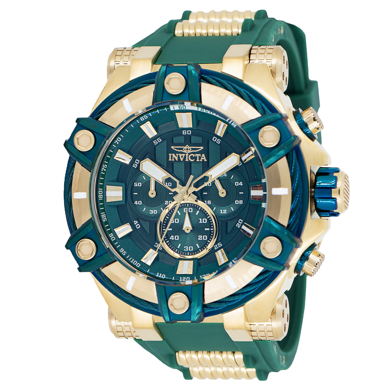 Invicta Bolt Cable Surge Men’s 52mm Emerald Green Gold Chronograph Watch 43758