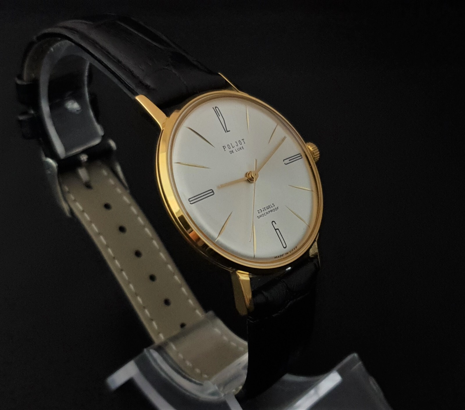 Vintage Watch USSR Poljot De LUXE Ultra SLIM 2209 Soviet Wristwatch