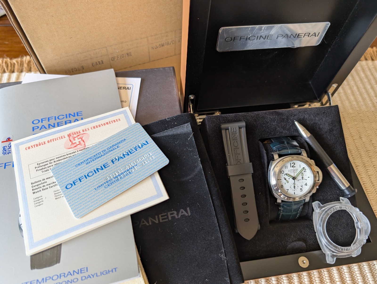 Panerai Luminor Daylight Chrono White Dial PAM00188 With Box & Papers