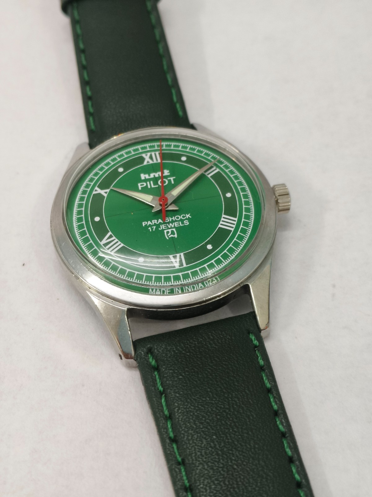 Vintage HMT Pilot Green 17 Jewels Mechanical Hand Winding Men’s Wrist Watch