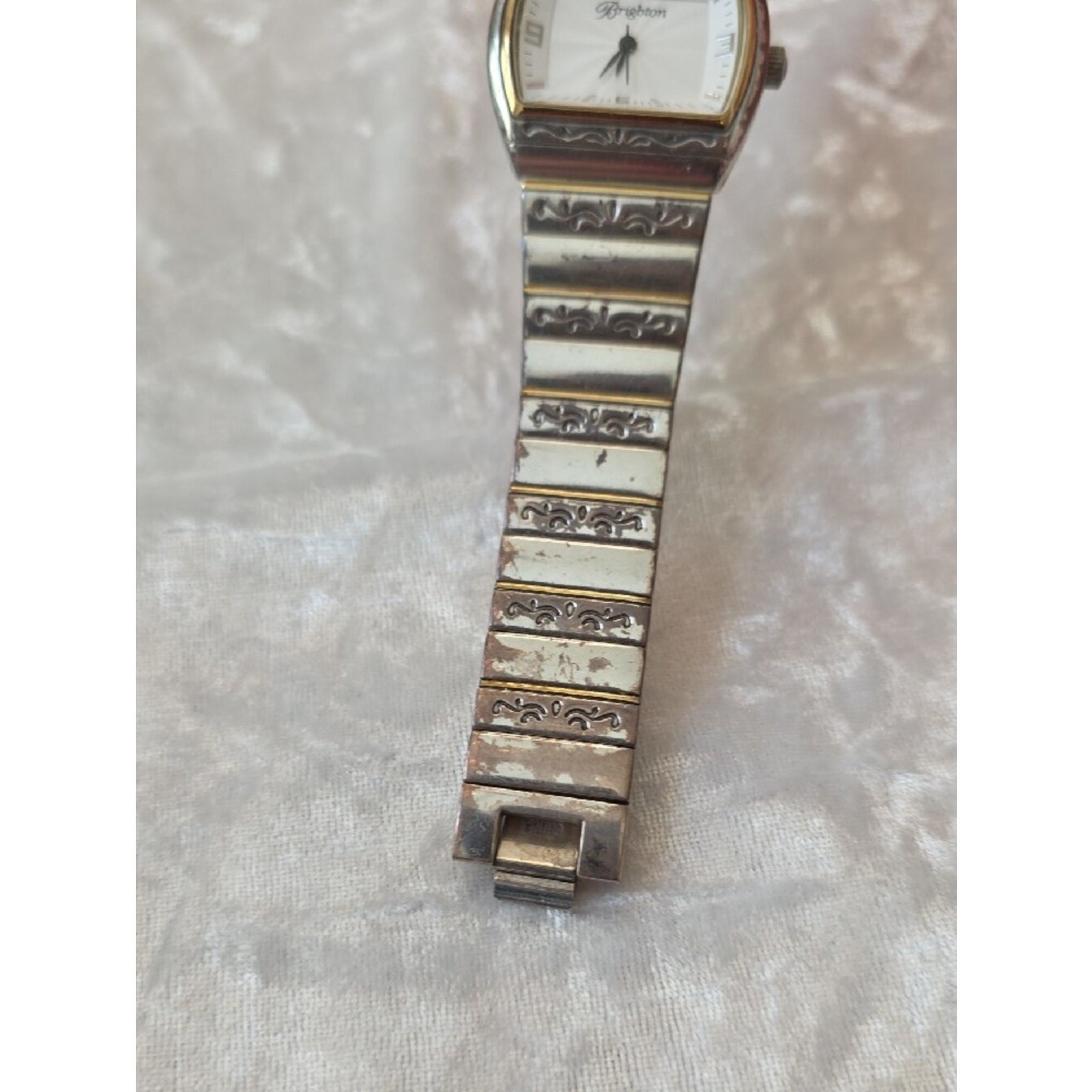 Brighton Silver and Gold-Tone Etched Bracelet Watch