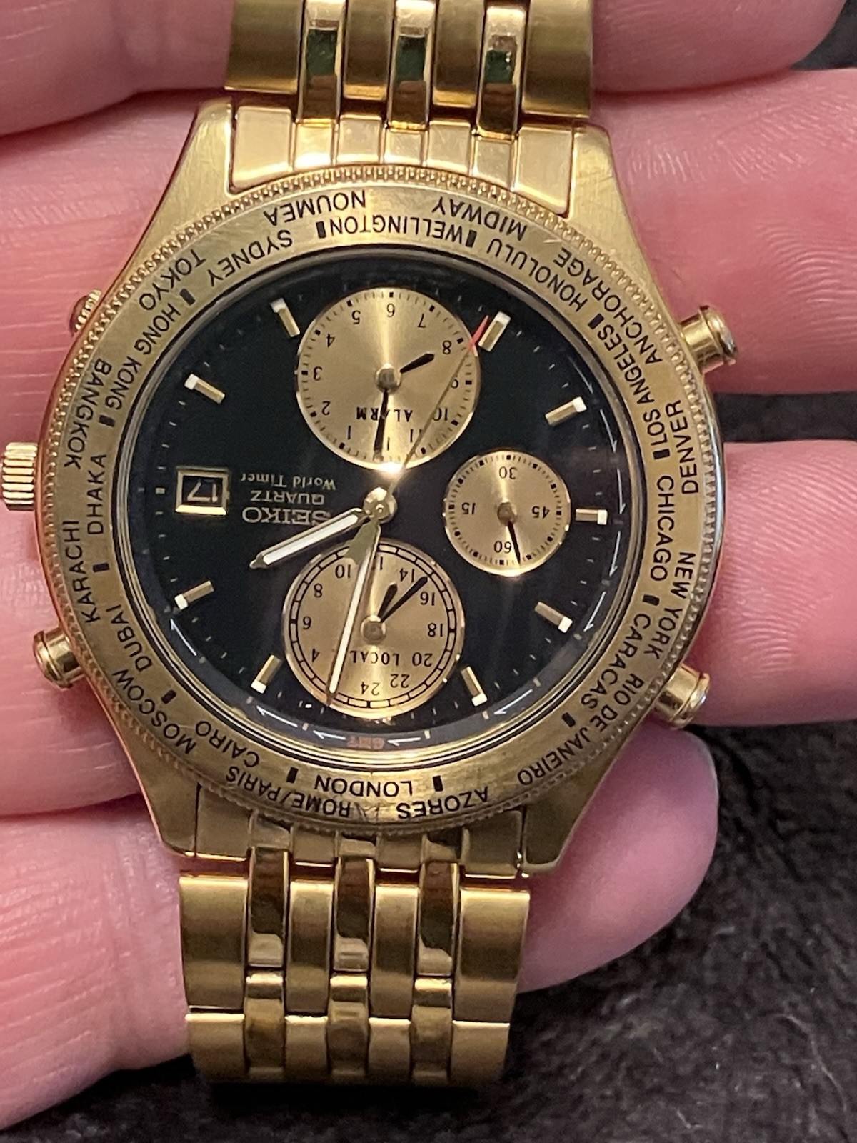 Seiko 5t52-7a3l Age Of Discovery World Time Mens Watch Beautiful Condition