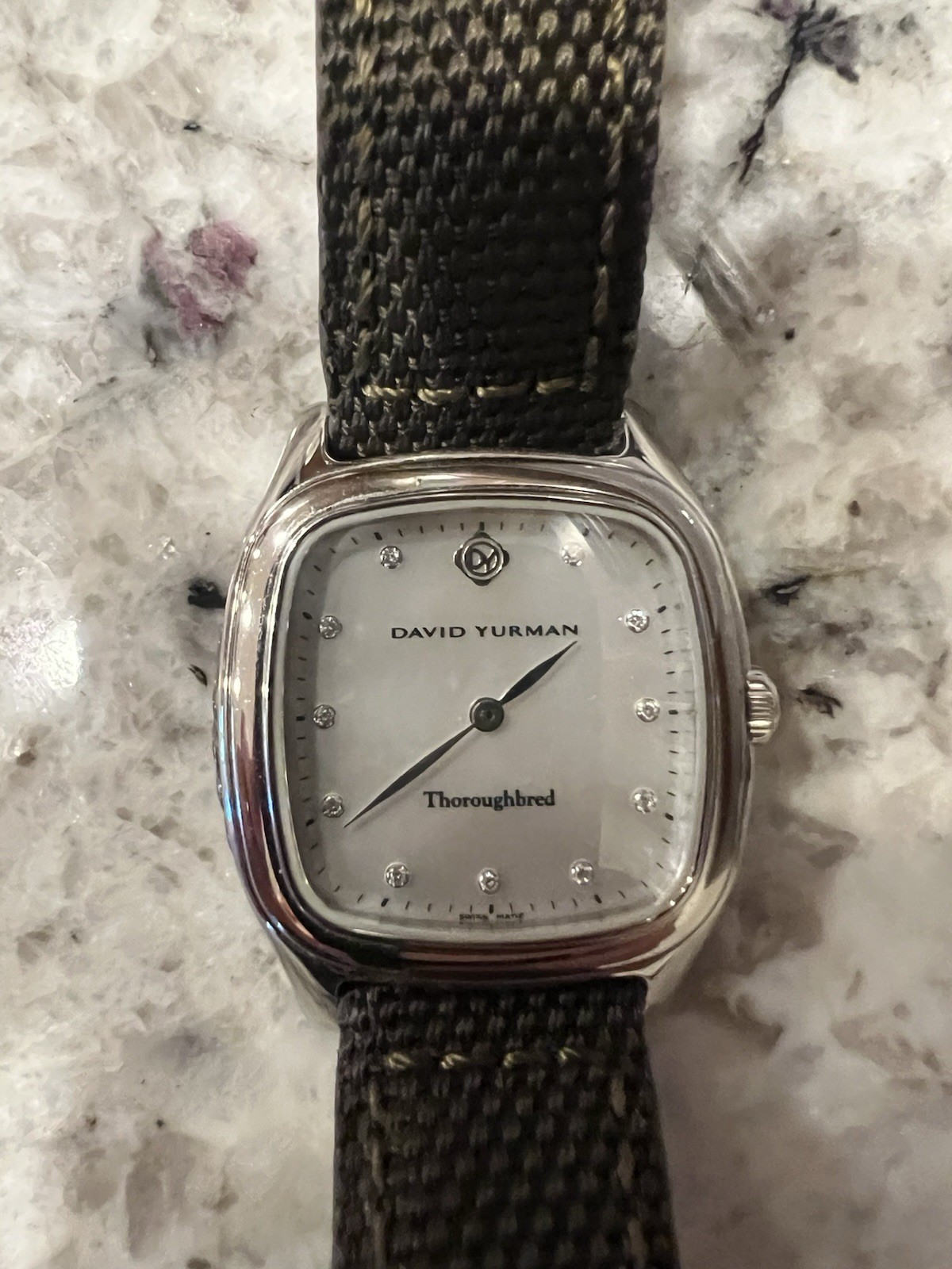 David Yurman Thoroughbred Swiss Quartz Diamond Dial Cushion Watch 30mm 3ATM