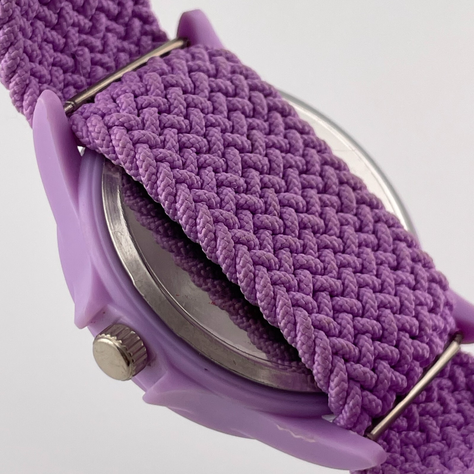 Geneva Womens Watch 39mm Case Purple One Piece Nylon Strap Quartz Analog