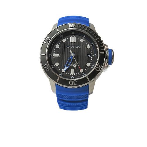 New NAUTICA NMX DIVE STYLE Blue Silicone Men’s Watch with Date 50mm NAD18517G
