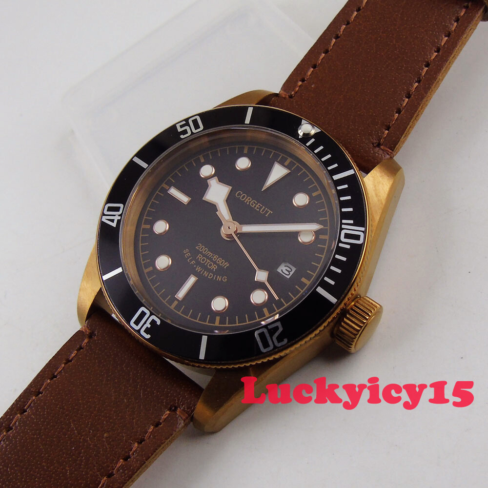 41mm Corgeut Automatic men’s watch Miyota NH35A movement Bronze coated case DATE