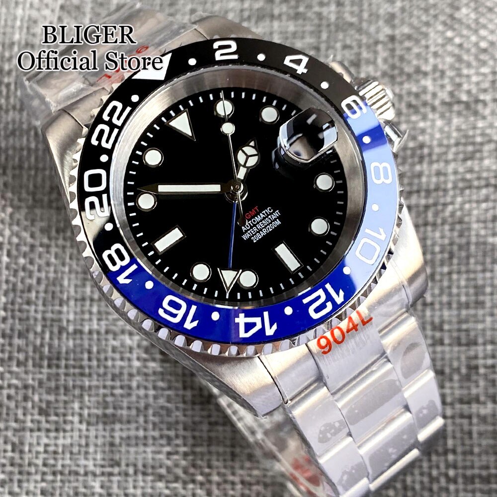 40mm NH34A 200M Waterproof Sapphire Glass NH34 GMT Automatic Diver Watch Purple
