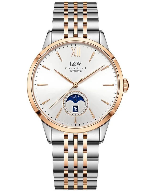 Men’s Carnival Classic Moon Phase Watch (527G) White Dial with Rose Gold Bezel
