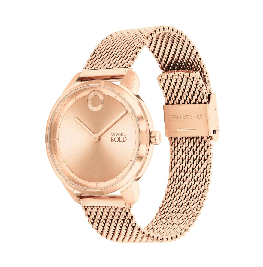 MOVADO 3600983 ROSE GOLD DIAL ROSE GOLD STAINLESS MESH BRACELET WOMENS WATCH