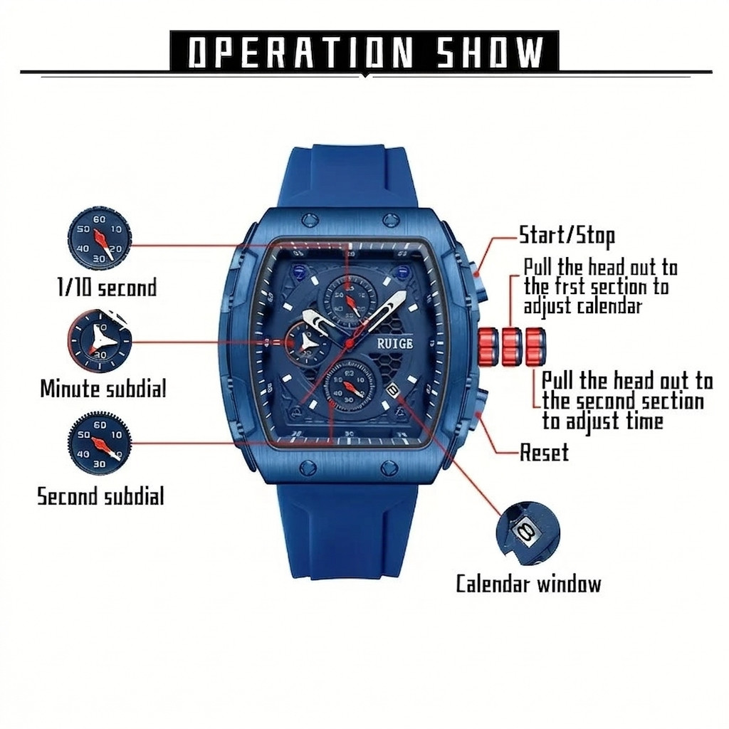 Men’s Formal Everyday Watch Date Display Quartz Movement Analog Silicone Band