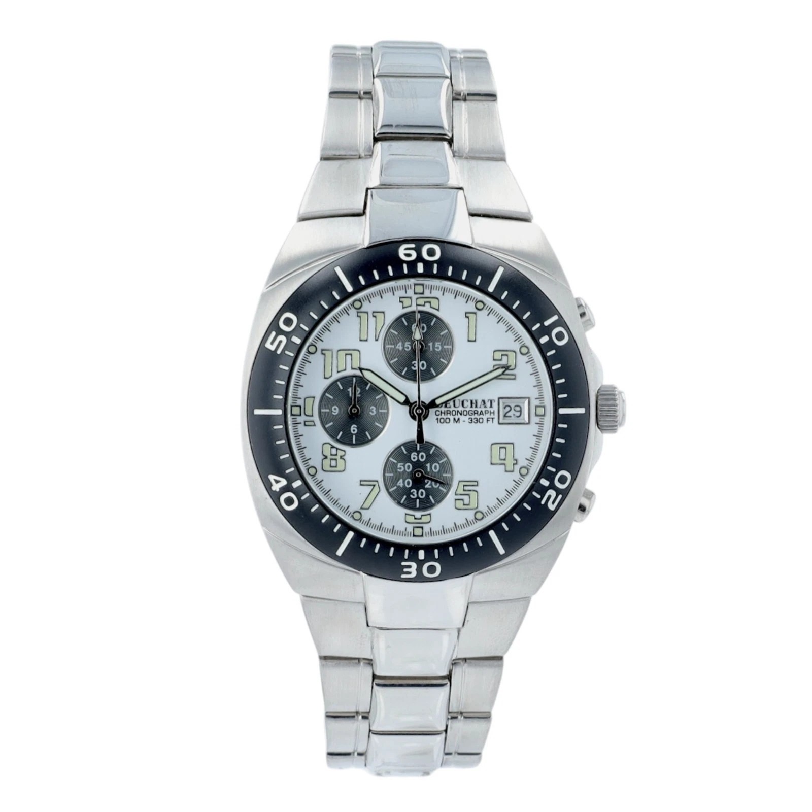 Beuchat Swiss Chrono Watch 100M Mens Watch Box & Papers
