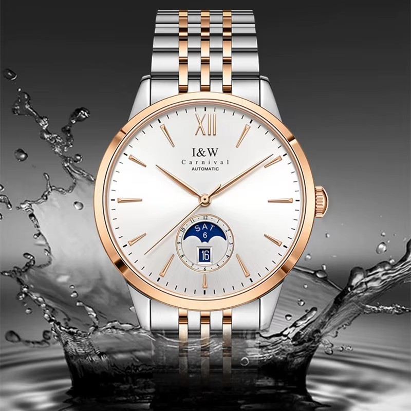 Men’s Carnival Classic Moon Phase Watch (527G) White Dial with Rose Gold Bezel