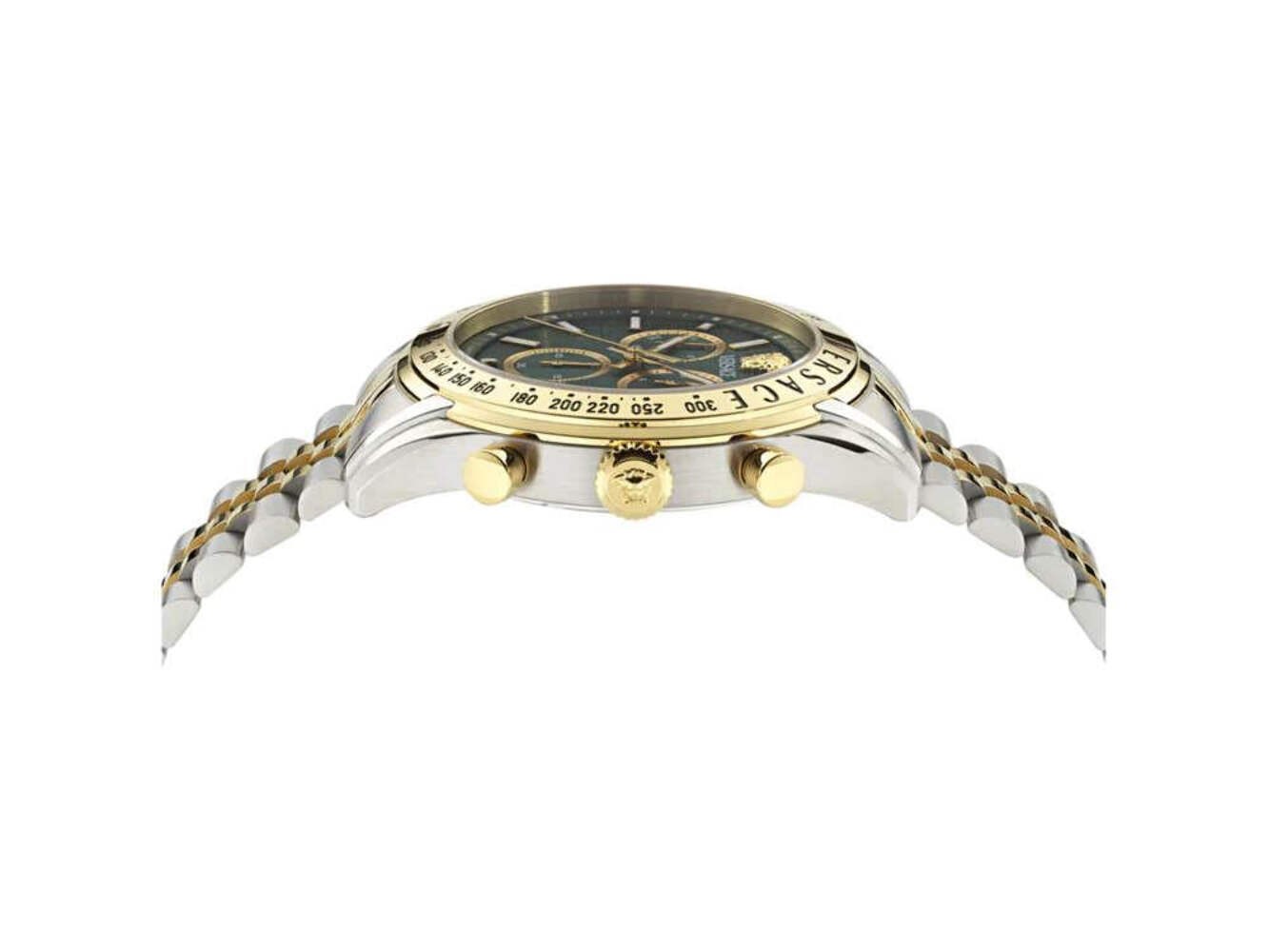 Versace Chrono Master Quartz Watch, PVD Gold, Green, 44 mm VE8R00524