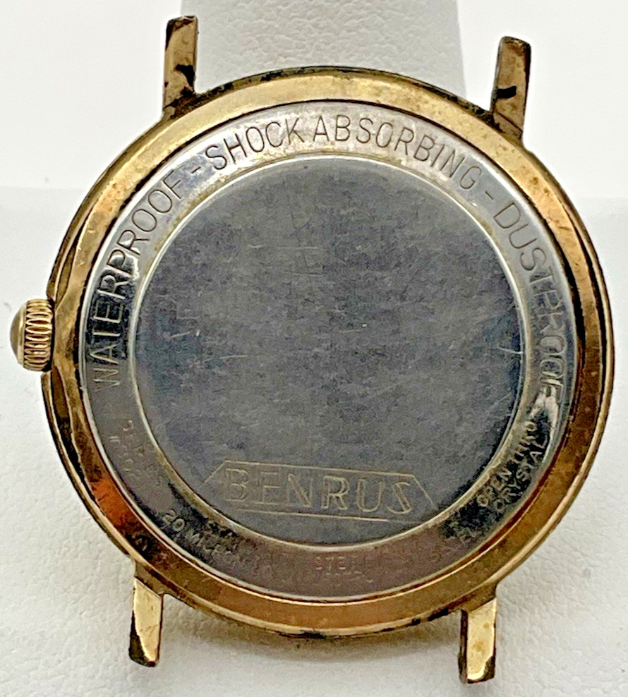VINTAGE MENS BENRUS 3021 DATE GOLD FILLED WATCH