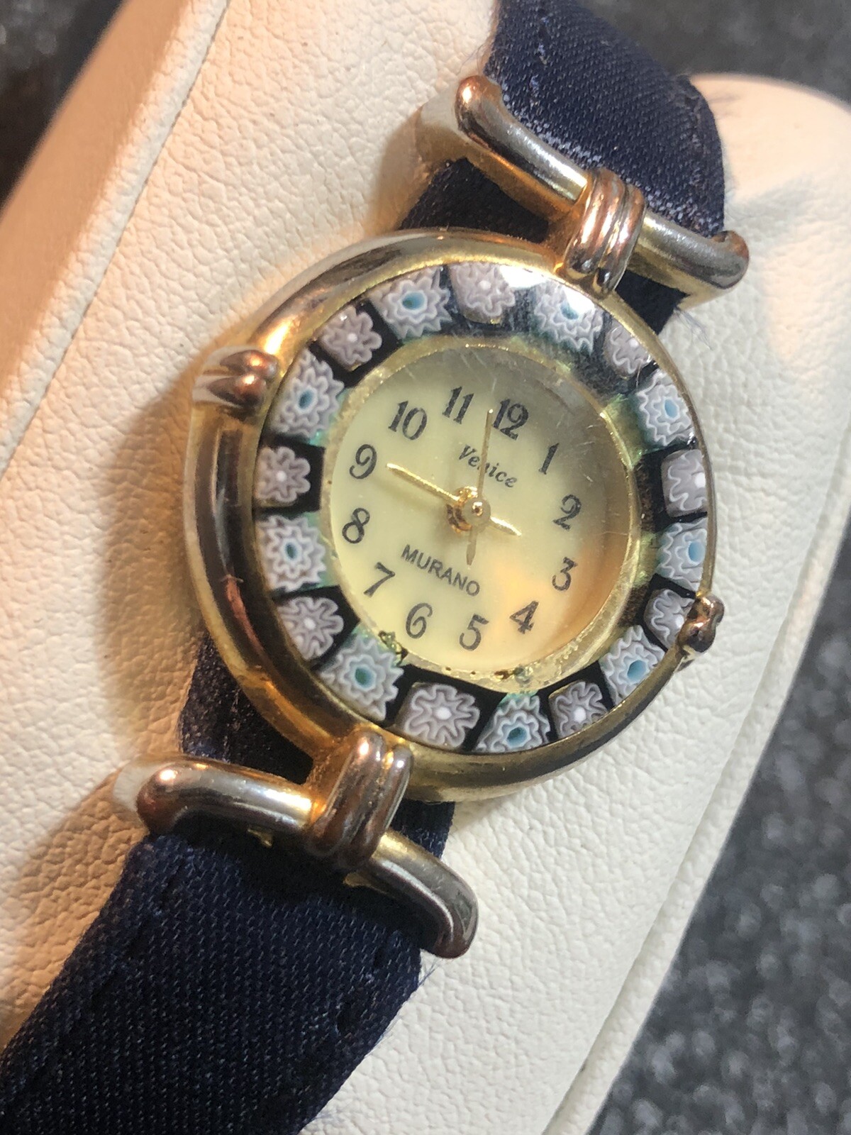 Venice Murano Millefiori Women’s Watch 24mm Navy Blue New Peugeot Band & Battery
