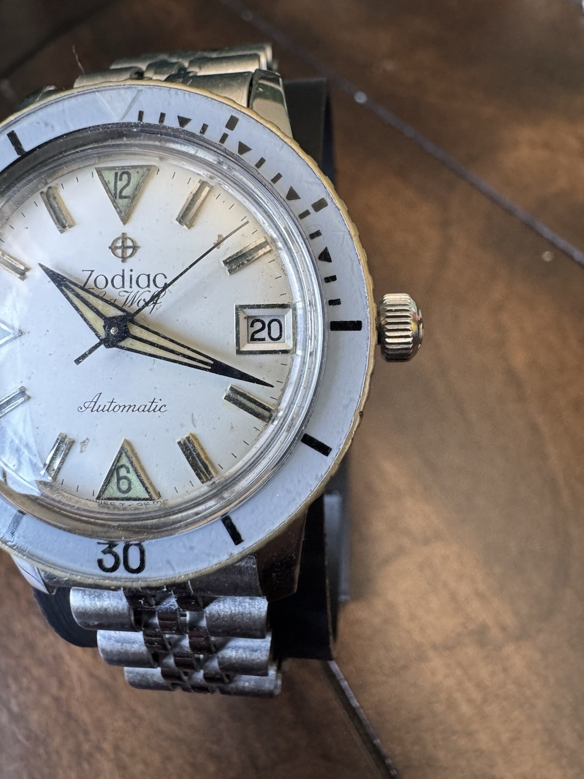 Zodiac Sea Wolf Vintage Dial Automatic Stainless Steel Serviced Amazing!