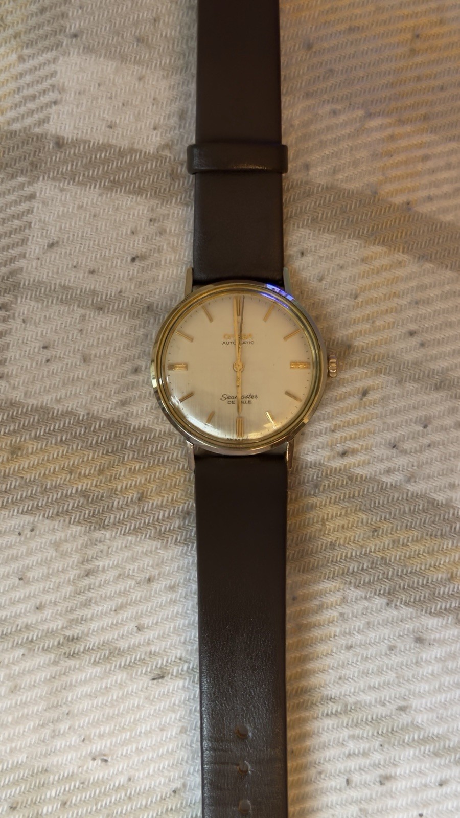 OMEGA Seamaster De Ville Automatic Gold Filled Silver Dial 34mm Black Leather