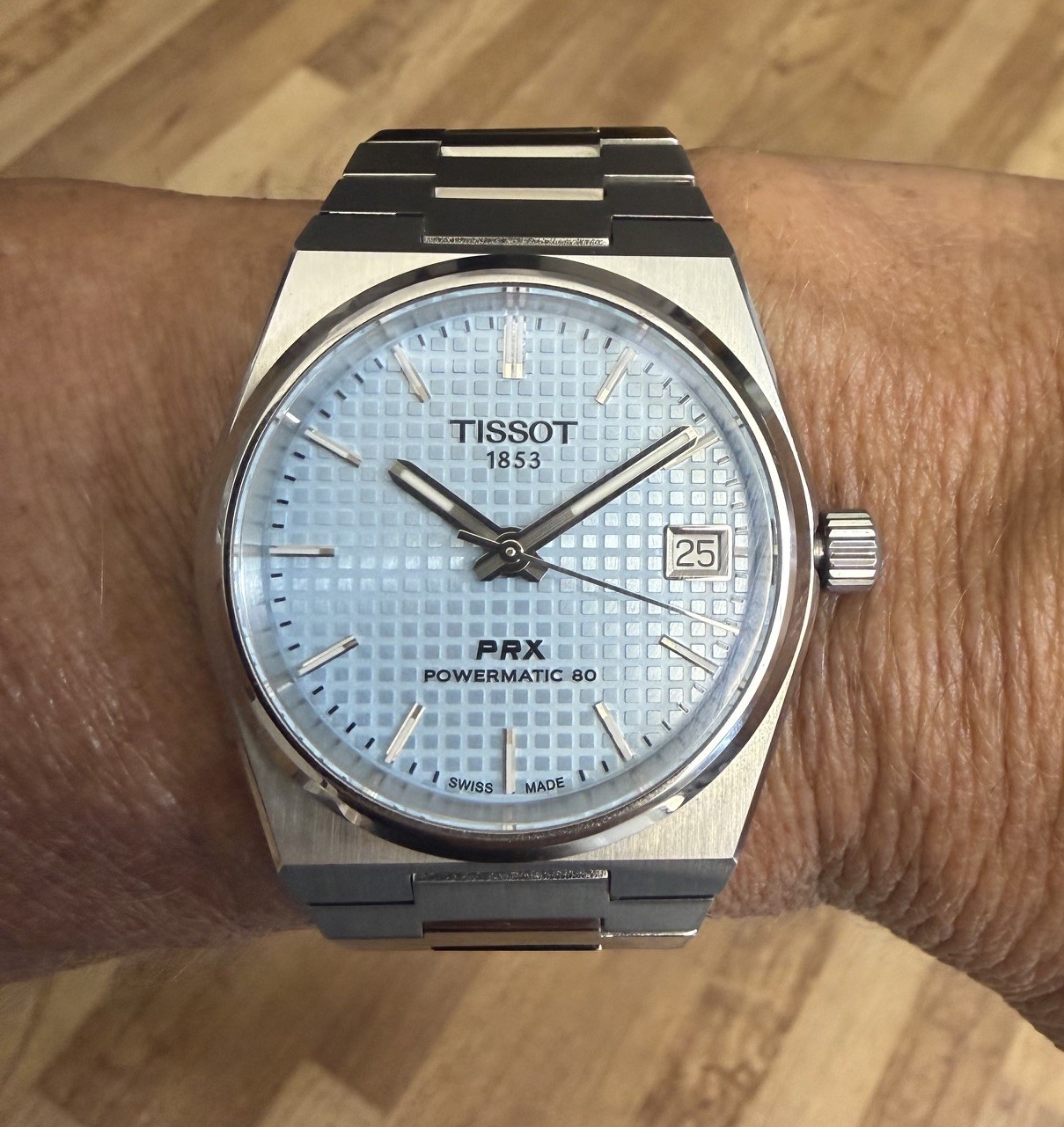 Tissot PRX Powermatic 80 35mm Ice Blue Automatic Waffle Dial Full Set