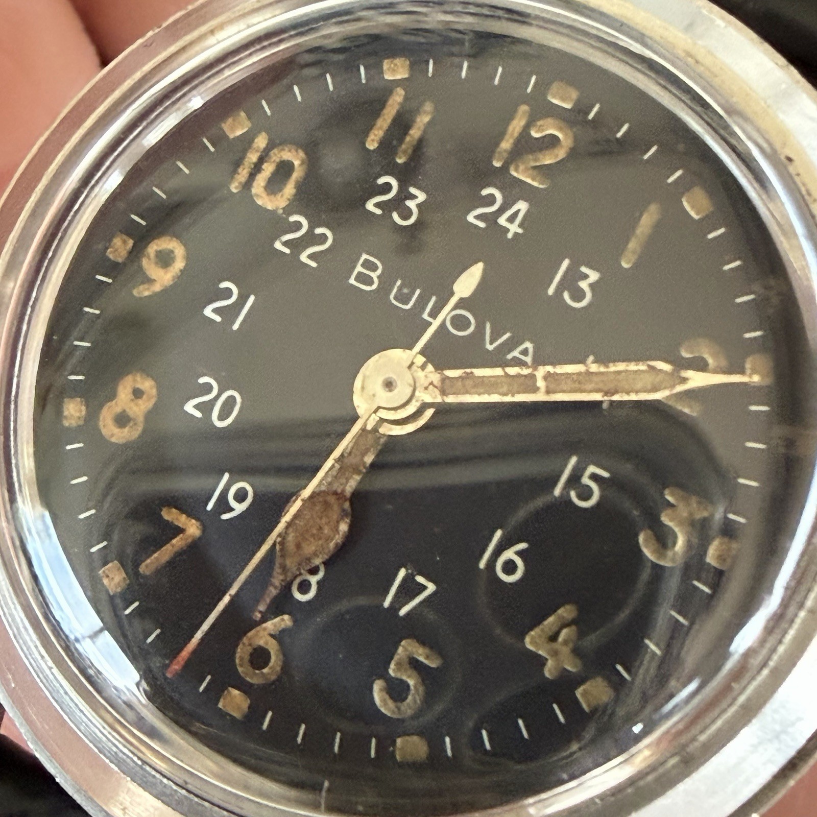 Vintage BULOVA Navigator MIL-W-3818A US Military Issued Manual Wristwatch RUNS!